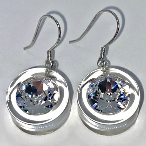 Women’s Crystal Acrylic Drop Earrings, Dangle Drop Style, Statement Earrings - Picture 6 of 12